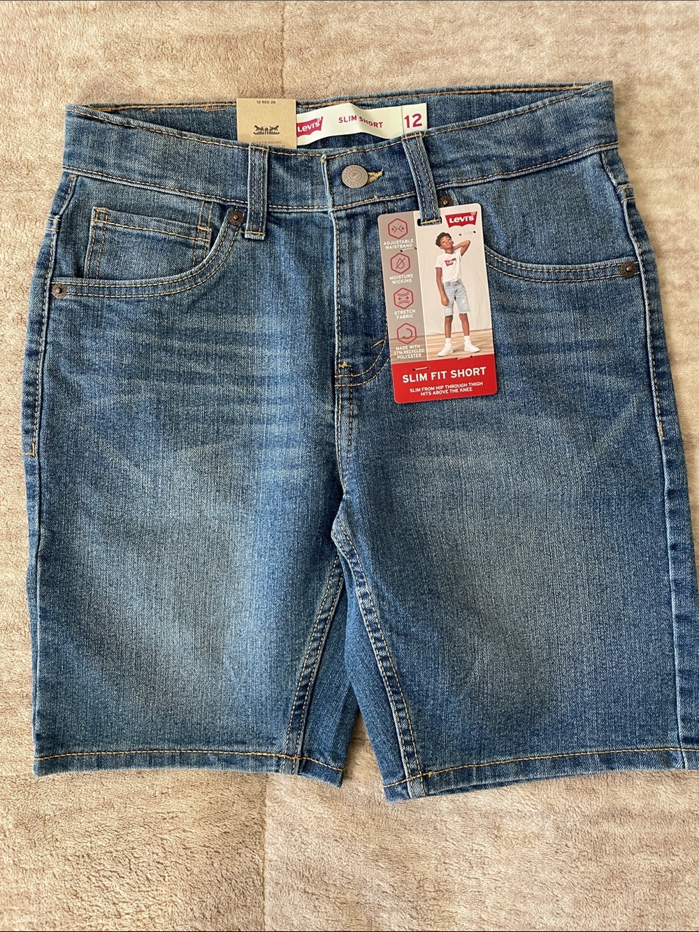 Levi's Boys Blue Slim Fit Denim Shorts